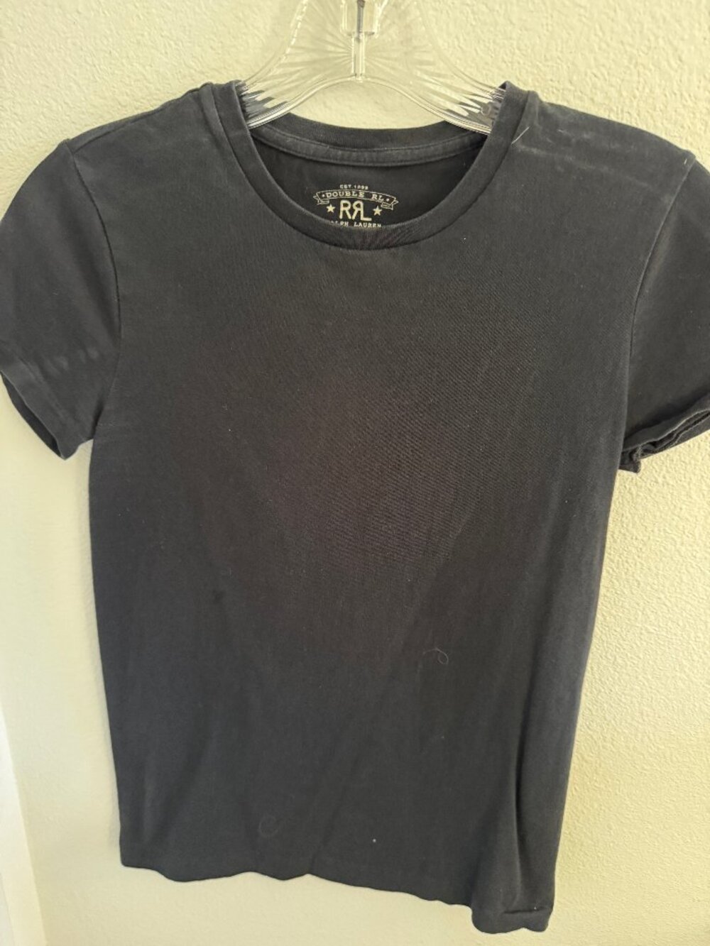 Ralph Lauren "Double RL" Black Cotton Short-Sleeved T-Shirt: Size S